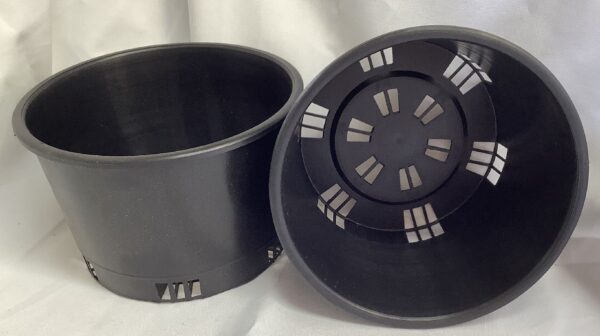 two black plastic pots