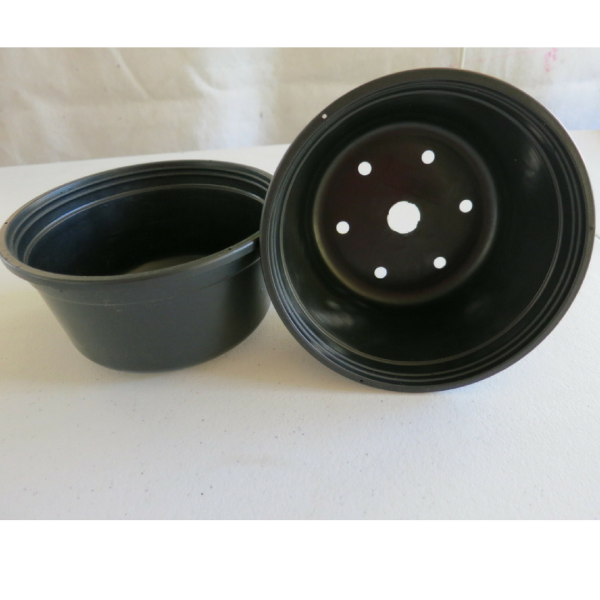 two black plastic pots
