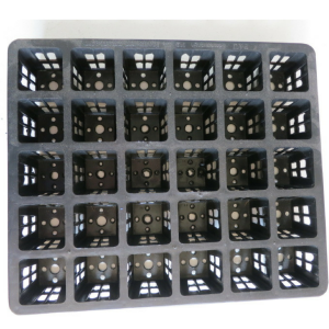 one black plastic carry tray with 30 holes