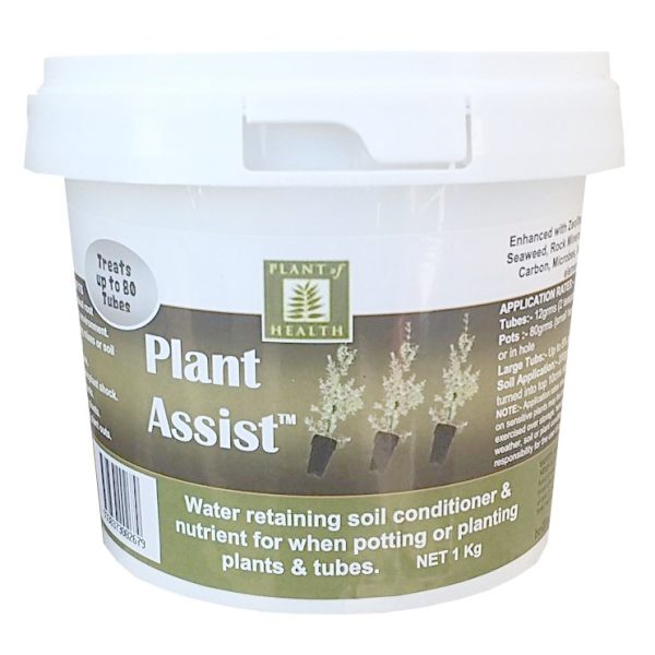 a bucket of plant assist fertilizer